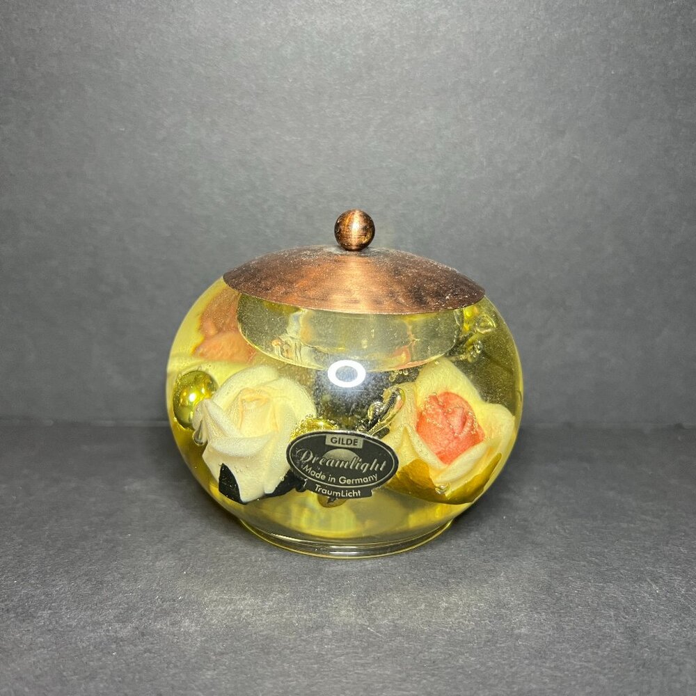 Gilde Dreamlight TraumLicht German Pink Rose Tealight Candle Holder w/ Topper